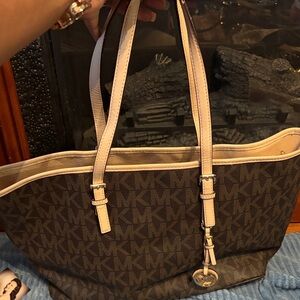 Michael Kors Brown and Cream Tote Bag